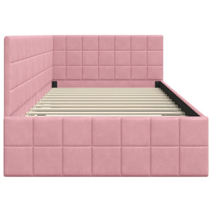 Cornice del letto ad angolo Rosa 100 cm x 200 cm Velluto 42016401