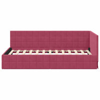 Cornice del letto ad angolo Rosso Vino 100 cm x 200 cm Velluto