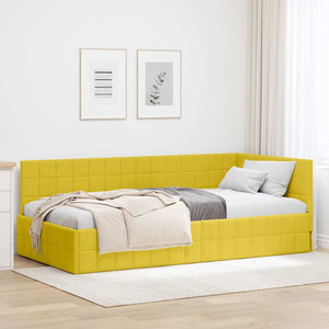 Cornice del letto ad angolo Giallo 100 cm x 200 cm Velluto