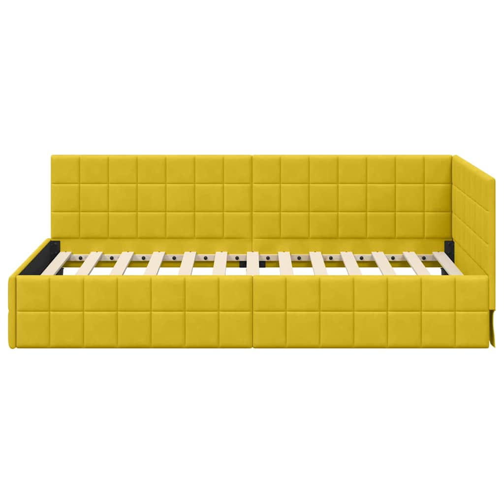 Cornice del letto ad angolo Giallo 100 cm x 200 cm Velluto