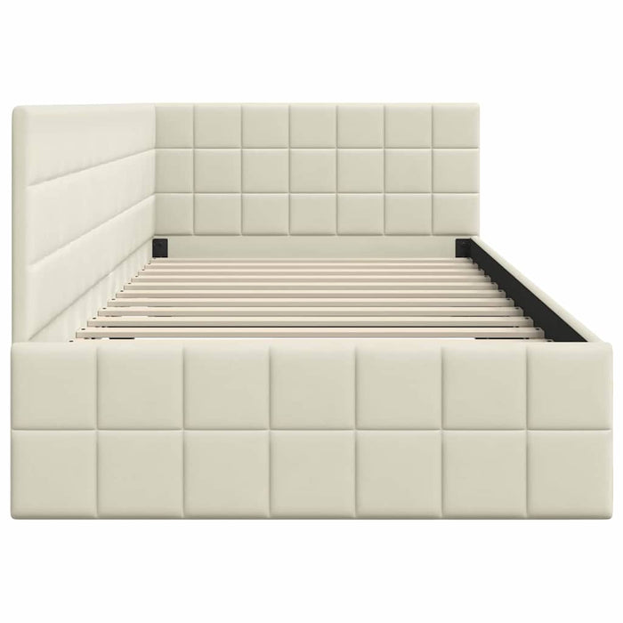 vidaXL Cornice del letto ad angolo Crema 100 x 200 cm Velluto