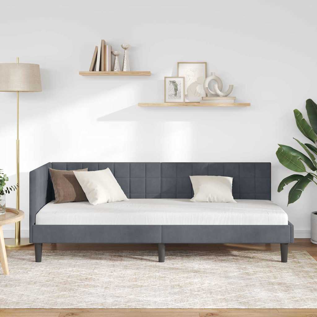 vidaXL Cornice del letto ad angolo Grigio scuro 80 x 200 cm Velluto