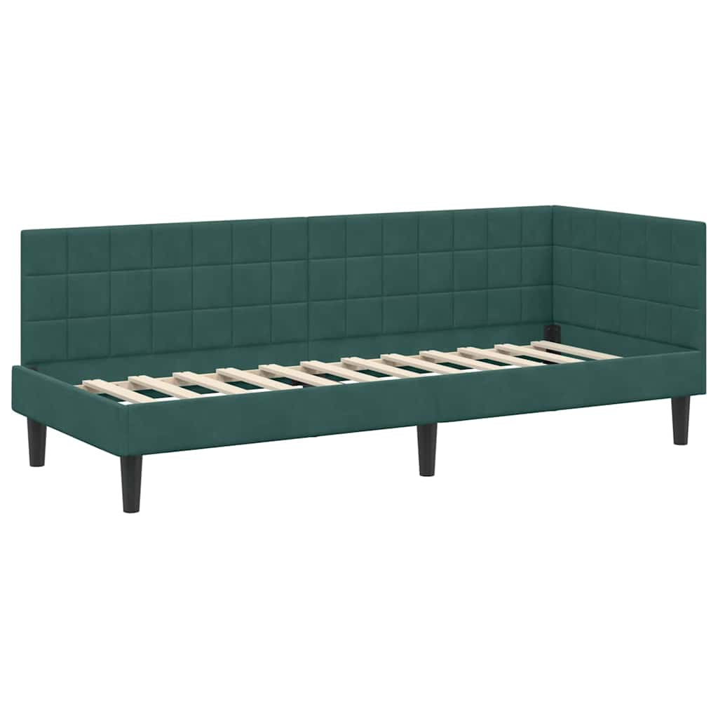 vidaXL Cornice del letto ad angolo Verde scuro 80 x 200 cm Velluto