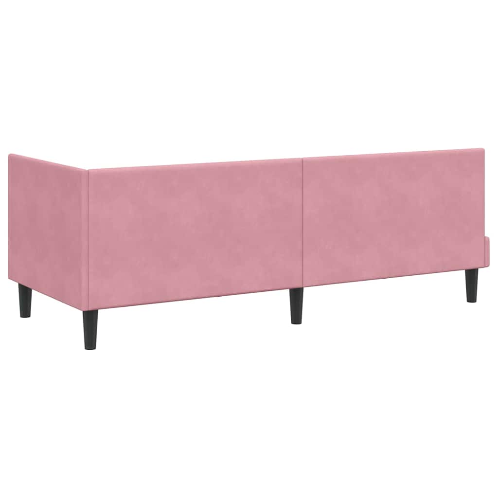 Cornice del letto ad angolo Rosa 80 cm x 200 cm Velluto