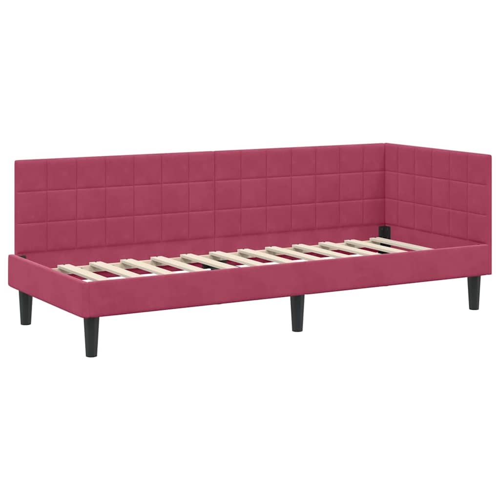 vidaXL Cornice del letto ad angolo Rosso vino 80 x 200 cm Velluto