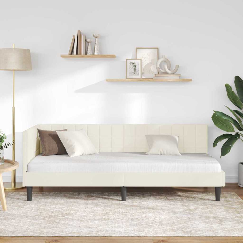 vidaXL Cornice del letto ad angolo Crema 80 x 200 cm Velluto