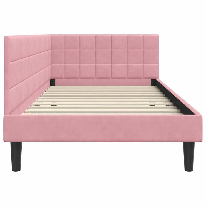 vidaXL Cornice del letto ad angolo Rosa 90 x 190 cm Velluto