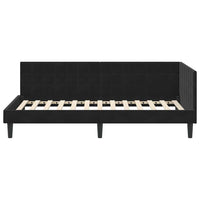 Cornice del letto ad angolo Nero 90 cm x 190 cm Velluto