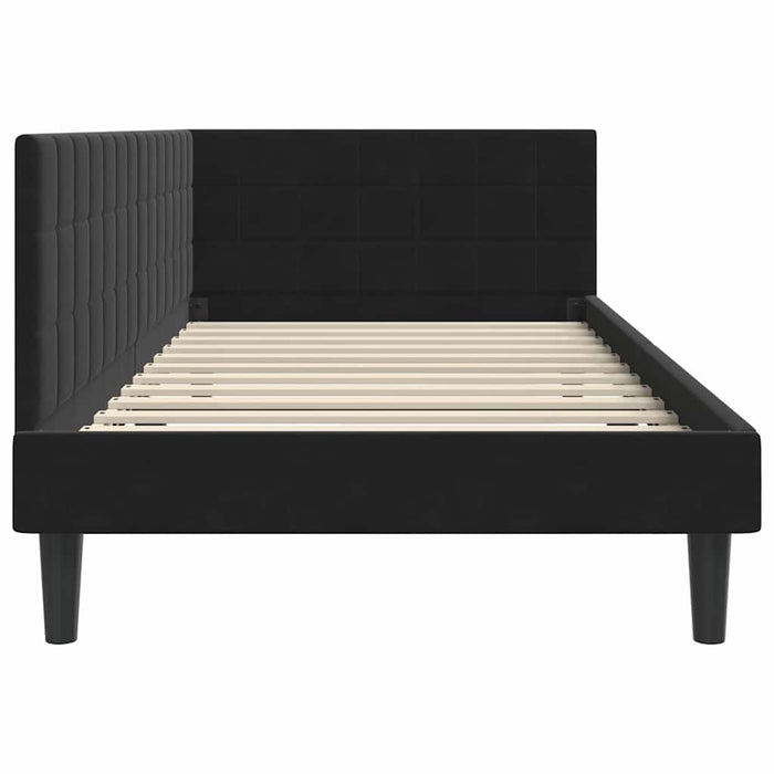 Cornice del letto ad angolo Nero 90 cm x 190 cm Velluto