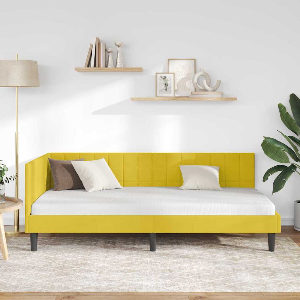 vidaXL Cornice del letto ad angolo Giallo 90 x 190 cm Velluto