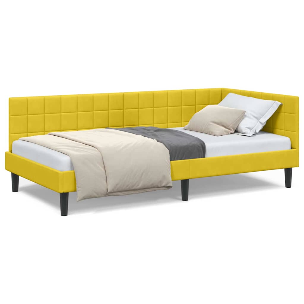vidaXL Cornice del letto ad angolo Giallo 90 x 190 cm Velluto