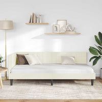 vidaXL Cornice del letto ad angolo Crema 90 x 190 cm Velluto