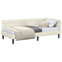 vidaXL Cornice del letto ad angolo Crema 90 x 190 cm Velluto