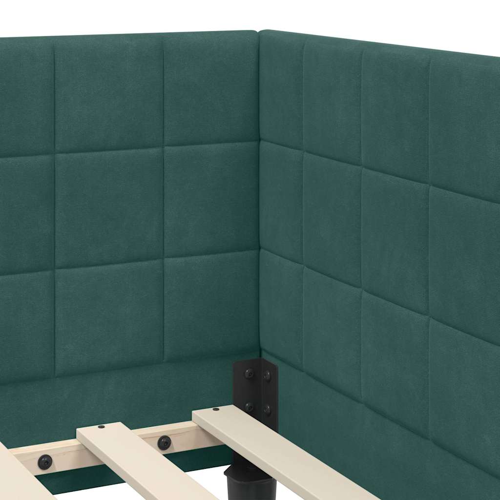 Cornice del letto ad angolo Verde Scuro 90 cm x 200 cm Velluto 42016430