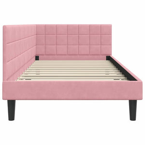 vidaXL Cornice del letto ad angolo Rosa 90 x 200 cm Velluto
