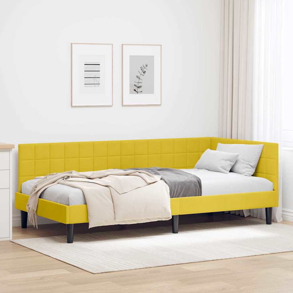 vidaXL Cornice del letto ad angolo Giallo 90 x 200 cm Velluto