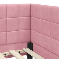 Cornice del letto ad angolo Rosa 100 cm x 200 cm Velluto 42016441