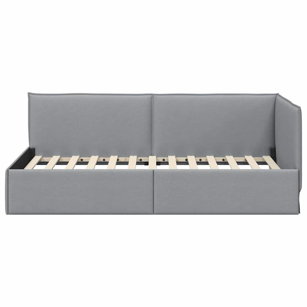Cornice del letto ad angolo Grigio chiaro 80 x 200 cm Tessuto