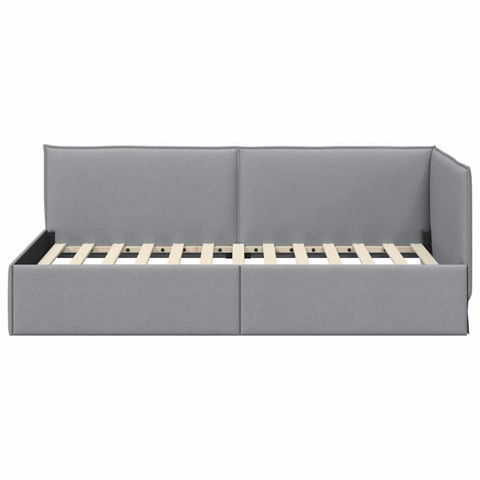 Cornice del letto ad angolo Grigio chiaro 80 x 200 cm Tessuto