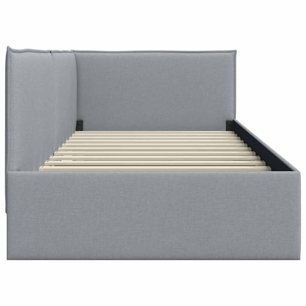 Cornice del letto ad angolo Grigio chiaro 80 x 200 cm Tessuto