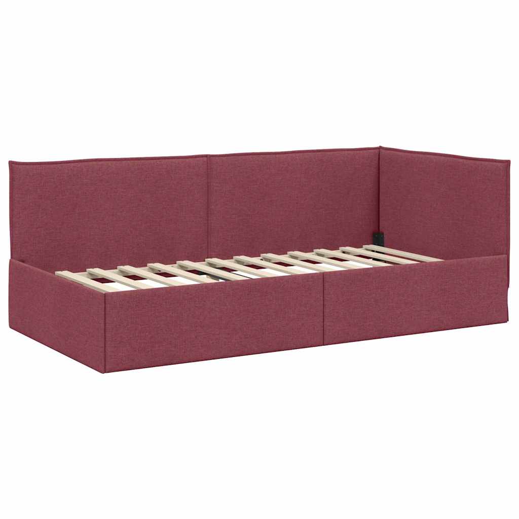 Cornice del letto ad angolo Rosso Vino 80 x 200 cm Tessuto