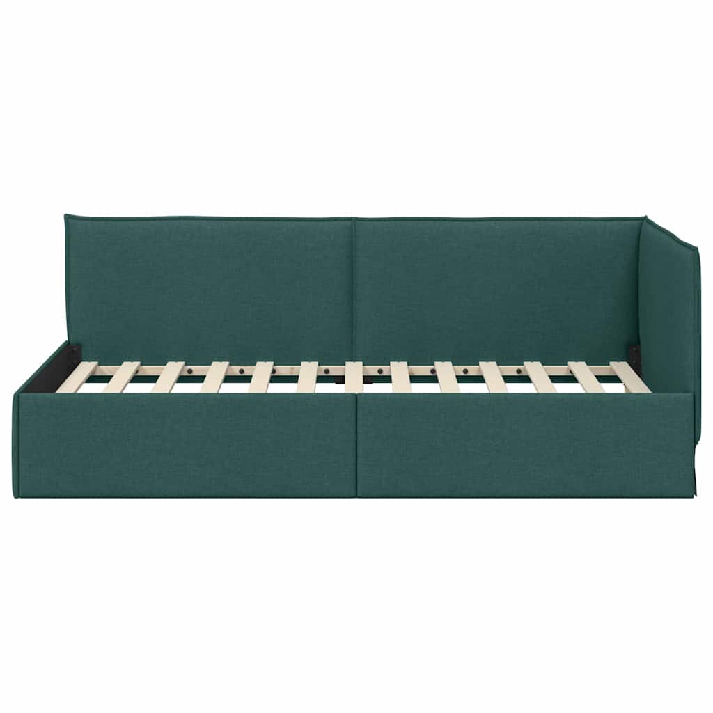 Cornice del letto ad angolo Verde Scuro 80 x 200 cm Tessuto