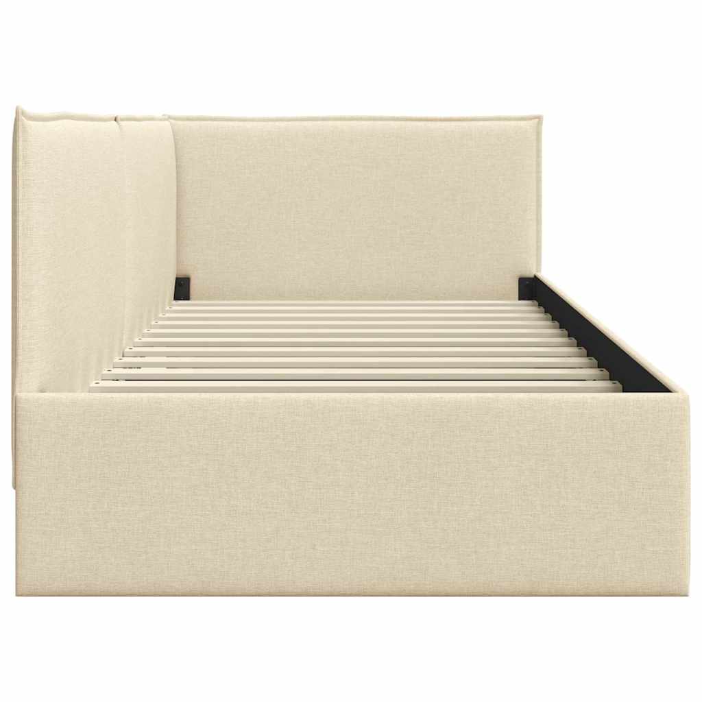 Cornice del letto ad angolo Crema 100 cm x 200 cm Velluto 42016453