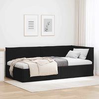 Cornice del letto ad angolo Nero 90 x 190 cm Tessuto