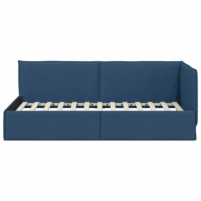 Cornice del letto ad angolo Blu 90 x 190 cm Tessuto
