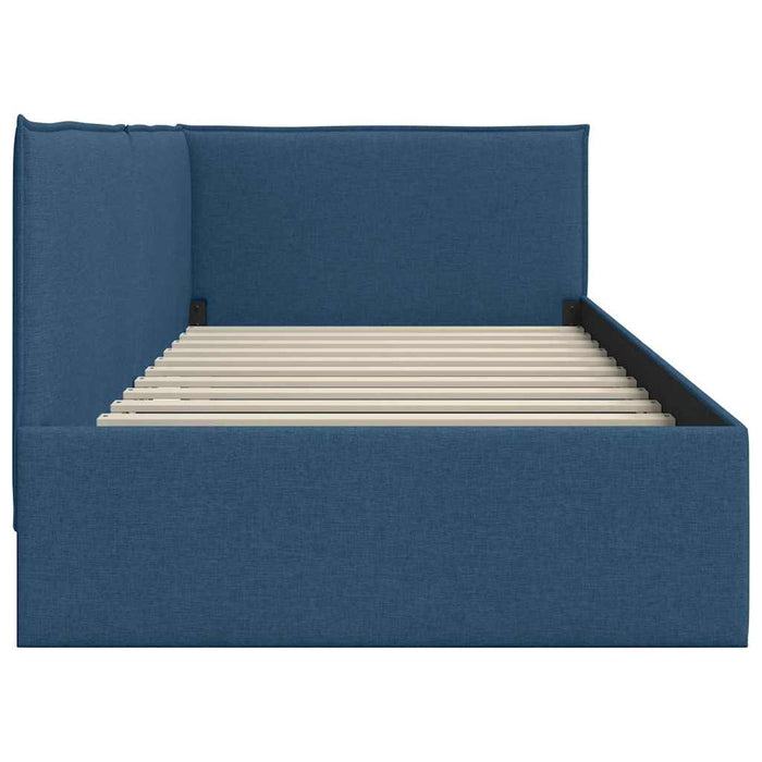 Cornice del letto ad angolo Blu 90 x 190 cm Tessuto