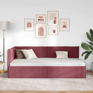 Cornice del letto ad angolo Rosso Vino 100 x 200 cm Tessuto