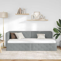 Cornice del letto ad angolo Grigio chiaro 80 x 200 cm Tessuto 42016479