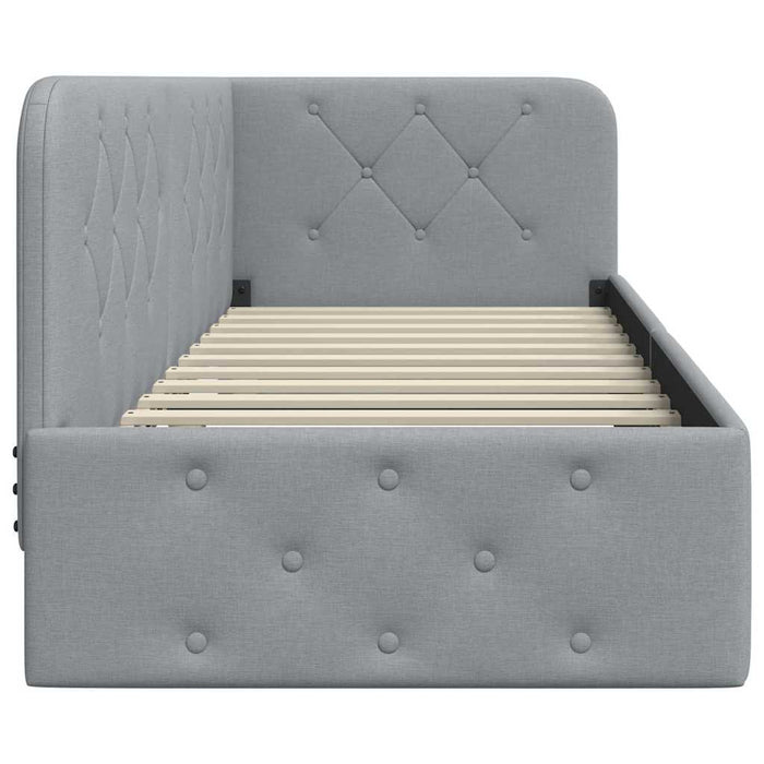 Cornice del letto ad angolo Grigio chiaro 80 x 200 cm Tessuto 42016479