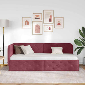 Cornice del letto ad angolo Rosso Vino 80 x 200 cm Tessuto 42016482