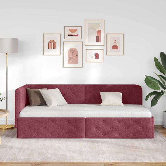 Cornice del letto ad angolo Rosso Vino 80 x 200 cm Tessuto 42016482