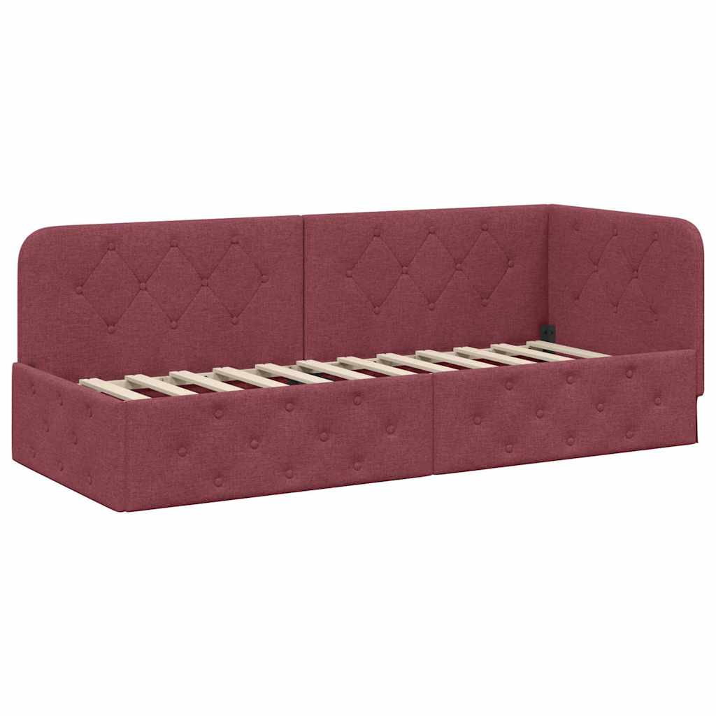Cornice del letto ad angolo Rosso Vino 80 x 200 cm Tessuto 42016482