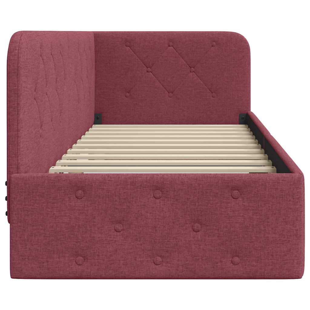 Cornice del letto ad angolo Rosso Vino 80 x 200 cm Tessuto 42016482