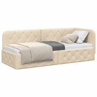 Cornice del letto ad angolo Crema 80 x 200 cm Tessuto