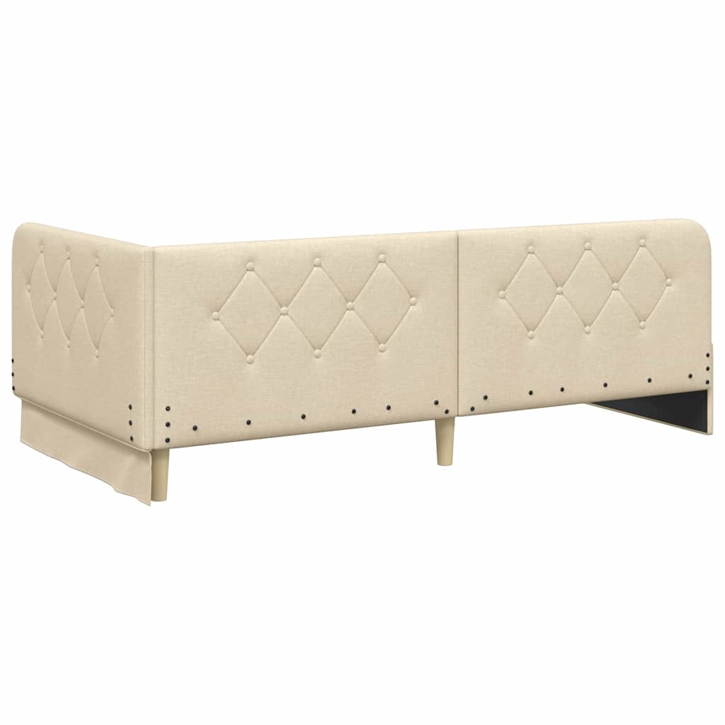 Cornice del letto ad angolo Crema 90 x 190 cm Tessuto