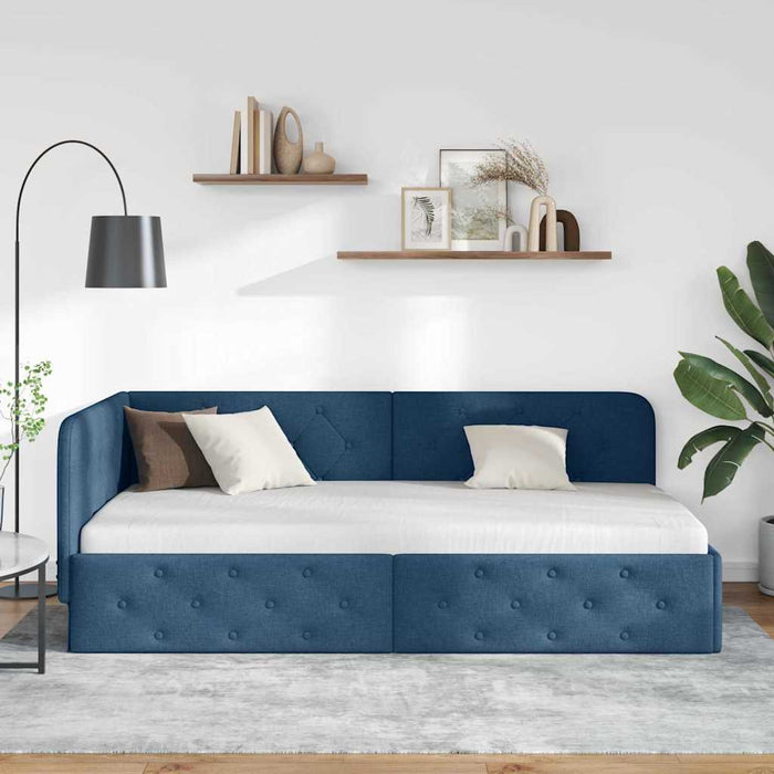 Cornice del letto ad angolo Blu 90 x 190 cm Tessuto 42016494