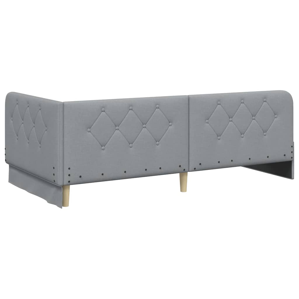 Cornice del letto ad angolo Grigio chiaro 90 x 200 cm Tessuto