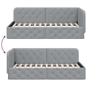 Cornice del letto ad angolo Grigio chiaro 90 x 200 cm Tessuto 42016495