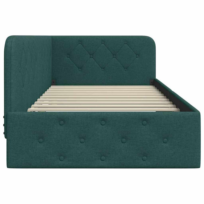 Cornice del letto ad angolo Verde Scuro 90 x 200 cm Tessuto 42016499