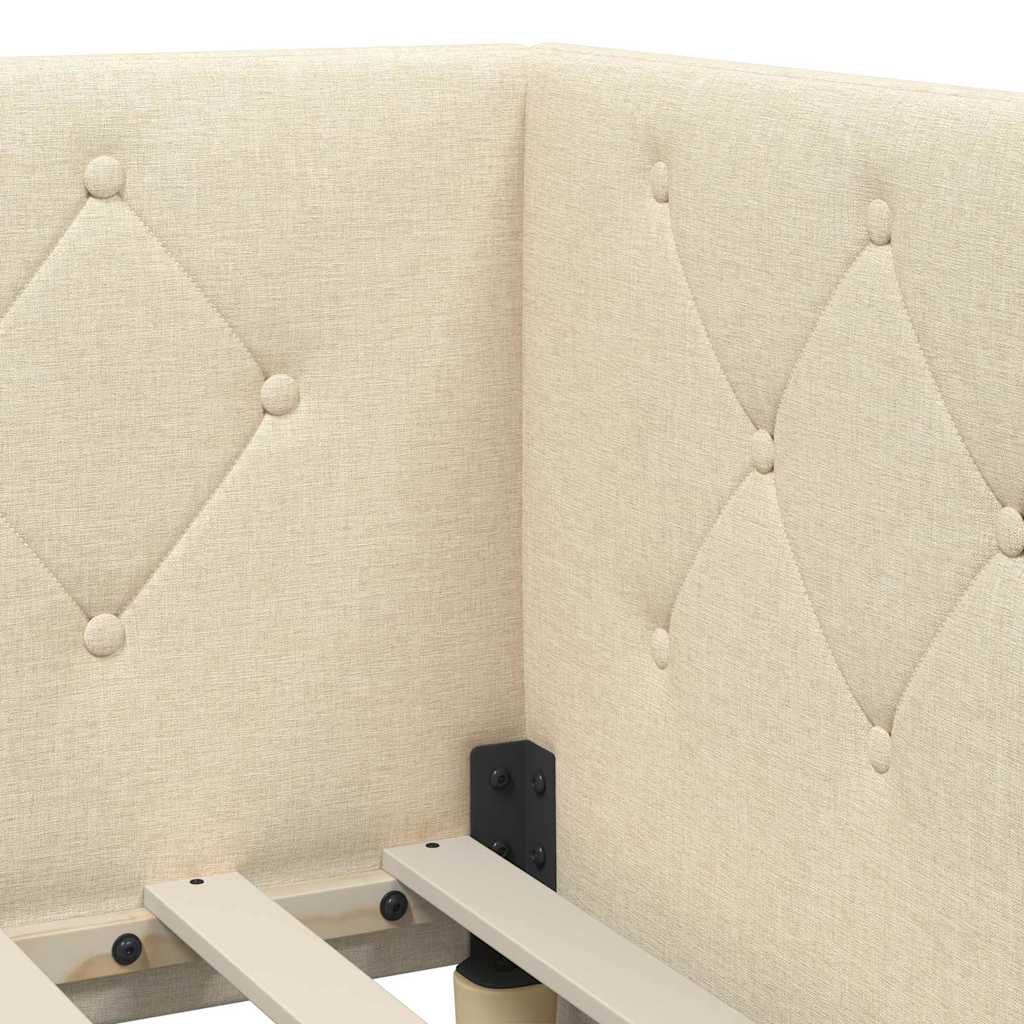 Cornice del letto ad angolo Crema 90 x 200 cm Tessuto 42016501