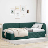 Cornice del letto ad angolo Verde Scuro 100 x 200 cm Tessuto
