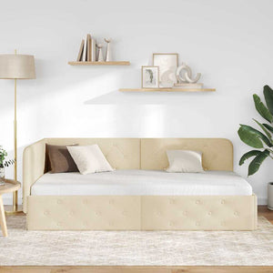 Cornice del letto ad angolo Crema 100 x 200 cm Tessuto 42016509