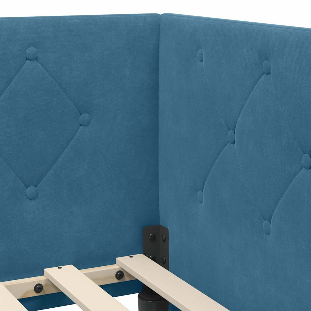 Cornice del letto ad angolo Blu 80 x 200 cm Velluto 42016512
