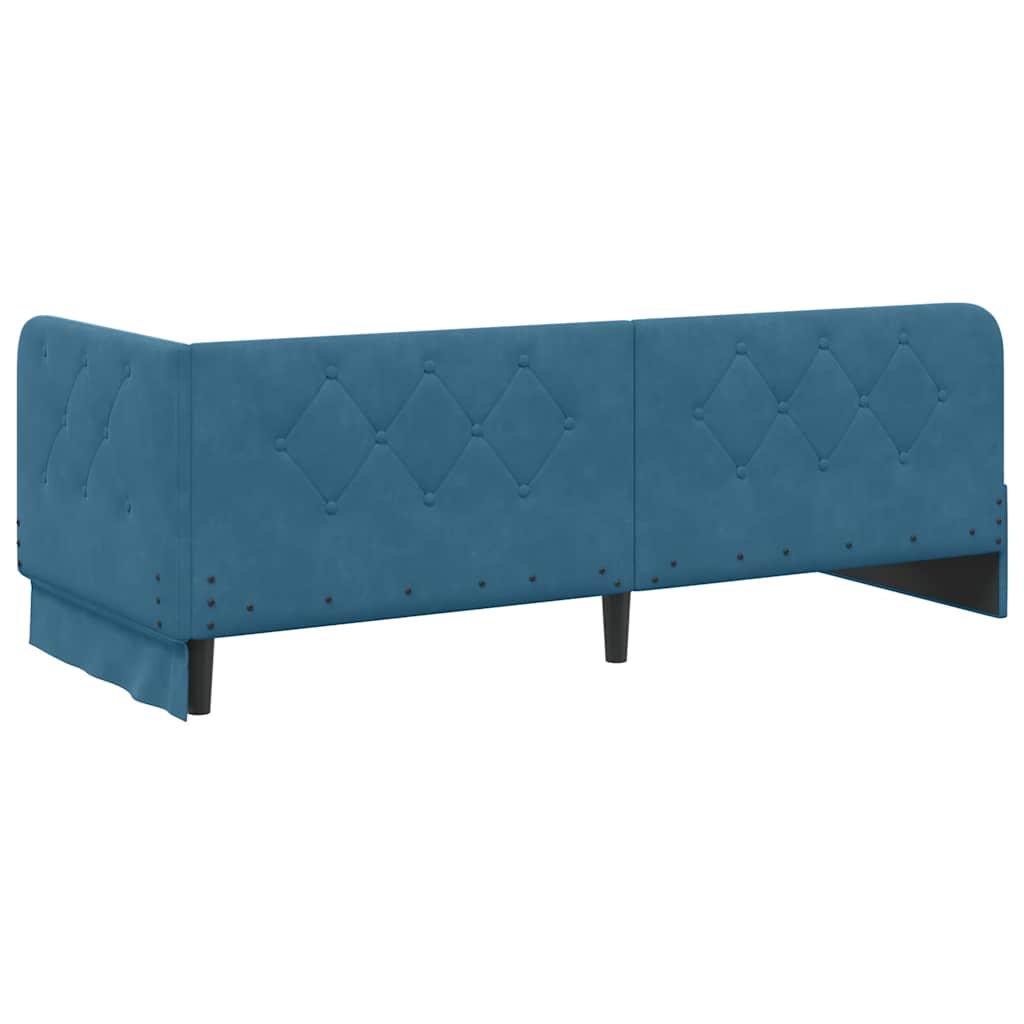 Cornice del letto ad angolo Blu 80 x 200 cm Velluto