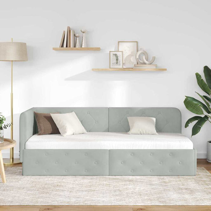 Cornice del letto ad angolo Grigio chiaro 80 x 200 cm Velluto 42016513