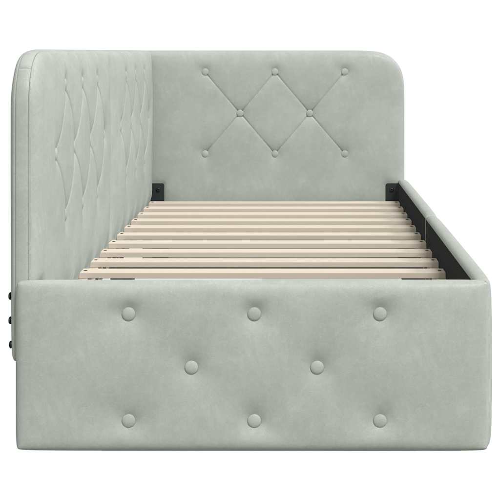 Cornice del letto ad angolo Grigio chiaro 80 x 200 cm Velluto 42016513